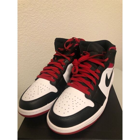 Jordan 1 Mid Black/ Gym Red Men’s Size 10 - Picture 2 of 9